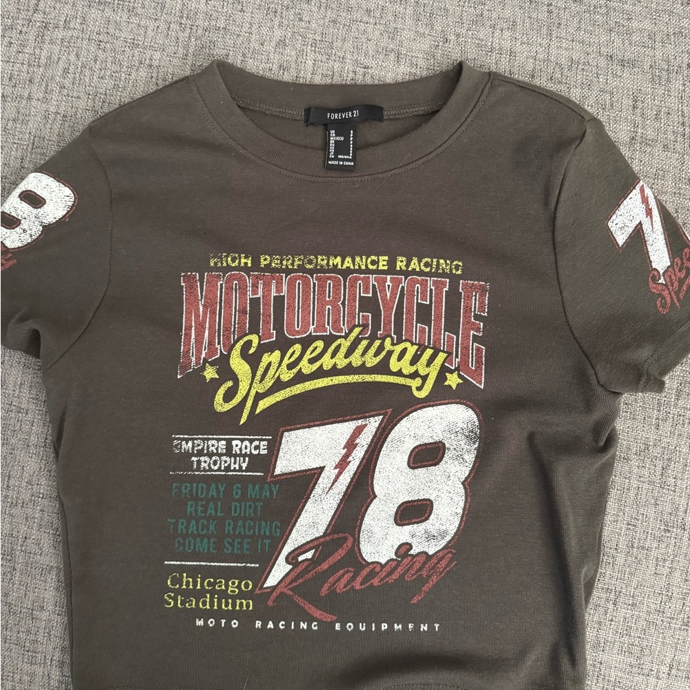 Forever 21 Kids Motorcycle Speedway Graphic Tee - Green